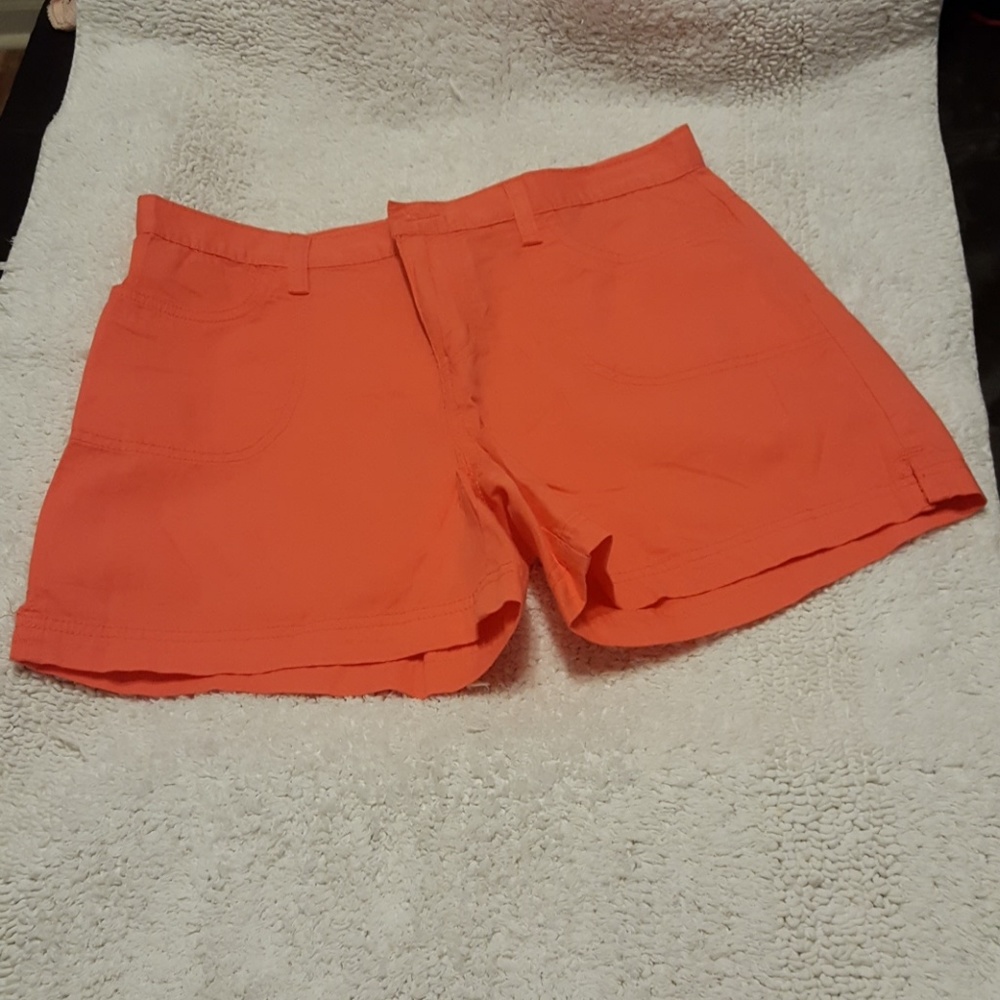 Fluorescent pink/orange cotton shorts